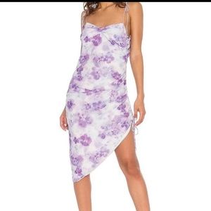 For Love and Lemons Zinna Deadstock NWT purple drawstring asymmetrical dress